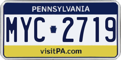 PA license plate MYC2719