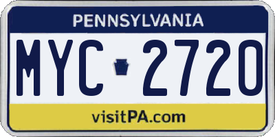 PA license plate MYC2720