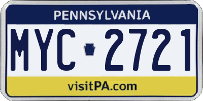 PA license plate MYC2721