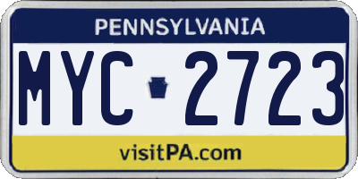 PA license plate MYC2723