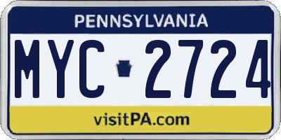 PA license plate MYC2724