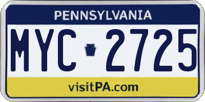 PA license plate MYC2725