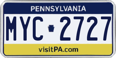 PA license plate MYC2727