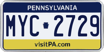 PA license plate MYC2729
