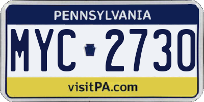 PA license plate MYC2730