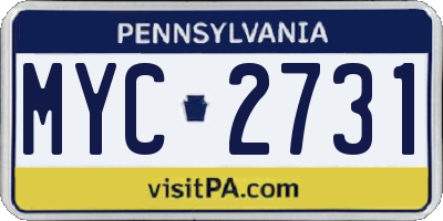 PA license plate MYC2731