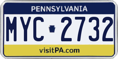 PA license plate MYC2732