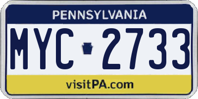 PA license plate MYC2733