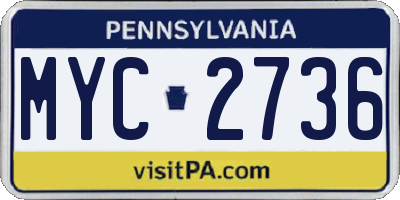 PA license plate MYC2736