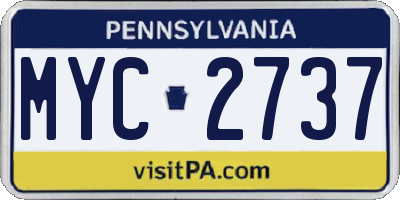 PA license plate MYC2737