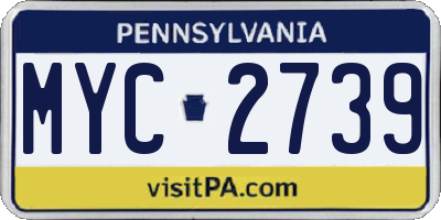 PA license plate MYC2739