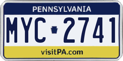 PA license plate MYC2741