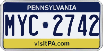 PA license plate MYC2742