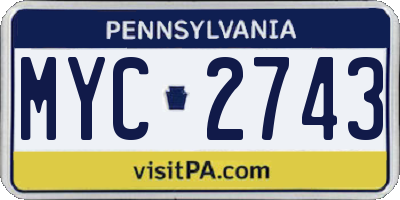 PA license plate MYC2743