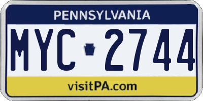 PA license plate MYC2744