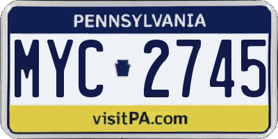 PA license plate MYC2745