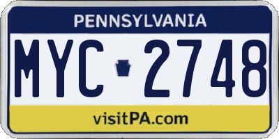 PA license plate MYC2748
