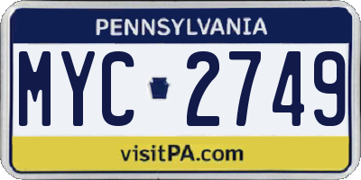 PA license plate MYC2749
