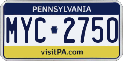 PA license plate MYC2750