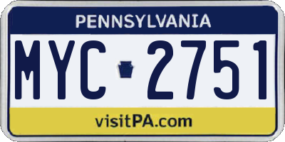 PA license plate MYC2751