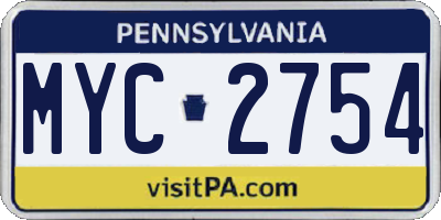 PA license plate MYC2754