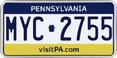 PA license plate MYC2755