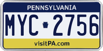 PA license plate MYC2756