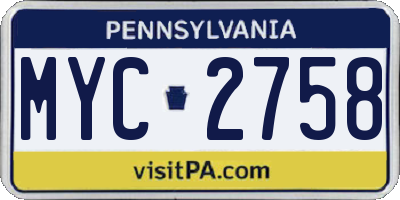PA license plate MYC2758