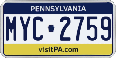 PA license plate MYC2759