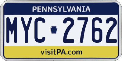 PA license plate MYC2762