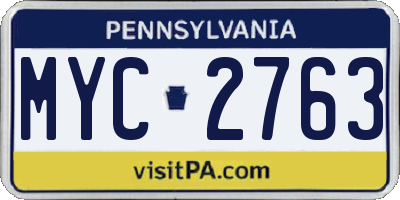 PA license plate MYC2763