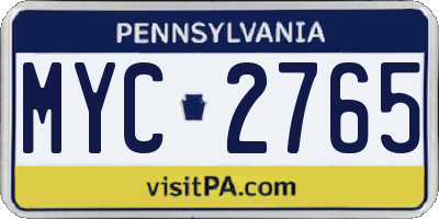 PA license plate MYC2765