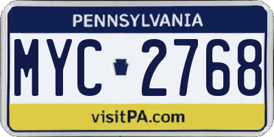 PA license plate MYC2768