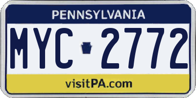 PA license plate MYC2772