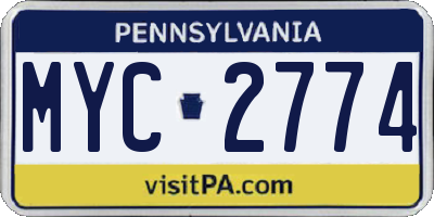 PA license plate MYC2774
