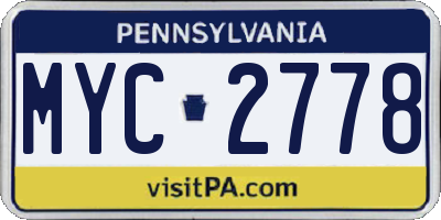 PA license plate MYC2778