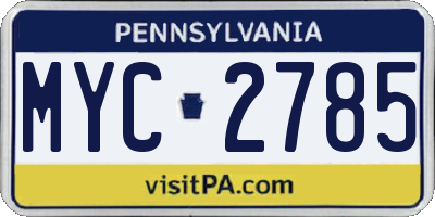 PA license plate MYC2785
