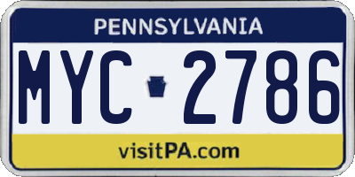 PA license plate MYC2786