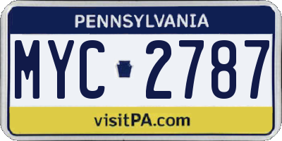 PA license plate MYC2787
