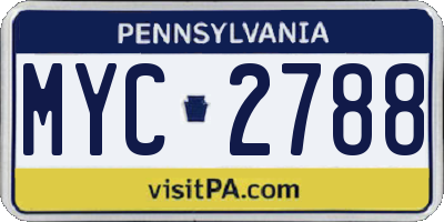 PA license plate MYC2788