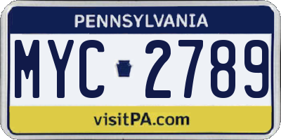 PA license plate MYC2789