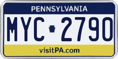 PA license plate MYC2790