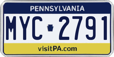 PA license plate MYC2791