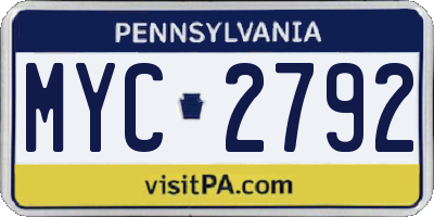PA license plate MYC2792