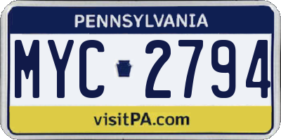 PA license plate MYC2794