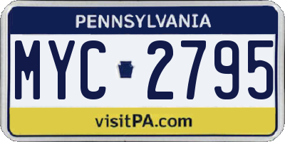 PA license plate MYC2795