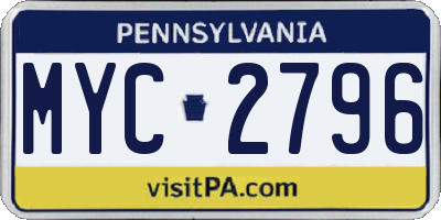 PA license plate MYC2796