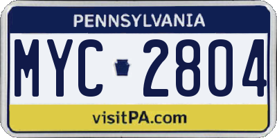 PA license plate MYC2804