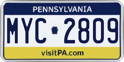 PA license plate MYC2809