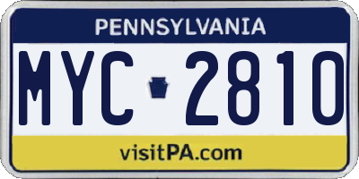 PA license plate MYC2810